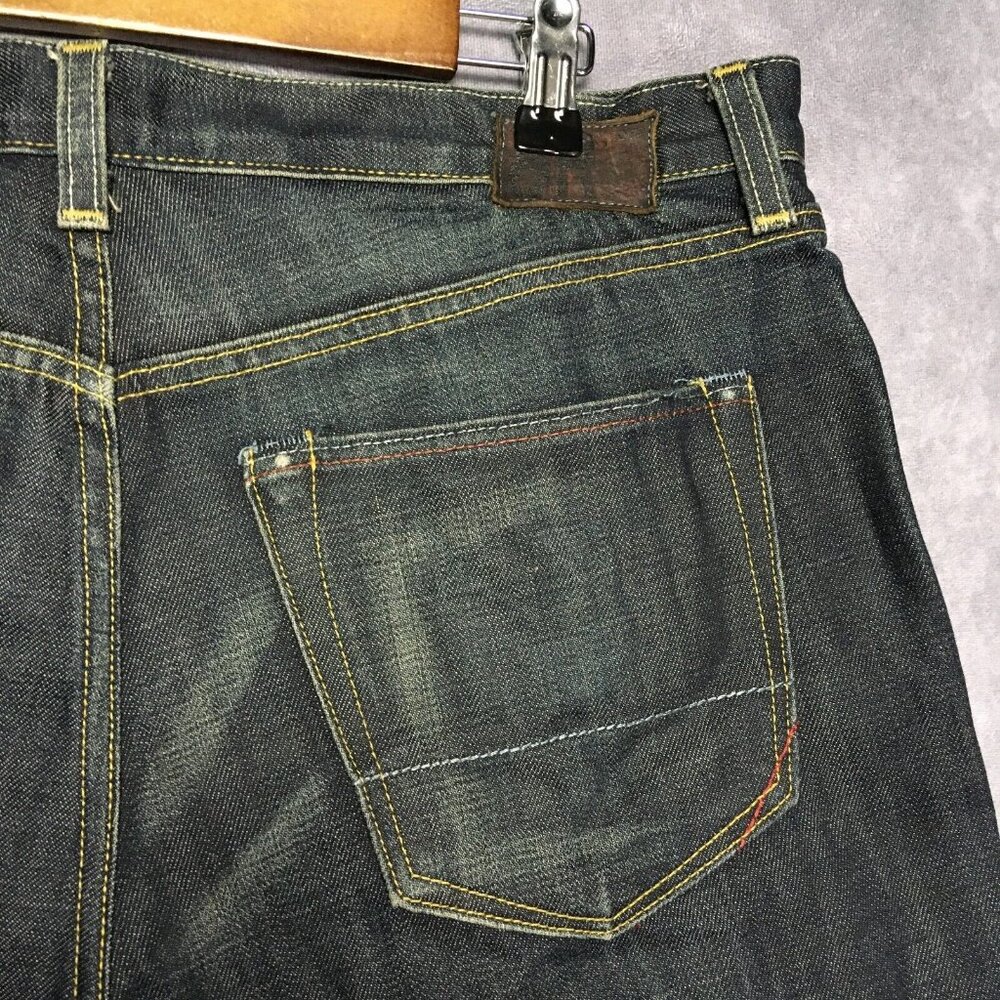 Banana Republic Men Straight Leg Blue Jeans size 36x32 Raw Look Denim Button Fly - Picture 12 of 16